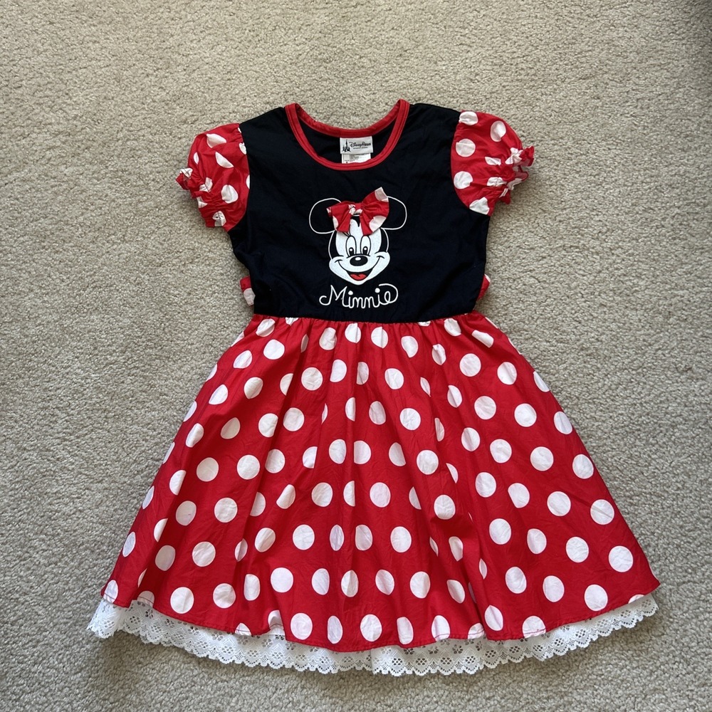 Disney Minnie Mouse Dress Kids Sz 8 Costume Disney Parks Disneyland Red Polkadot